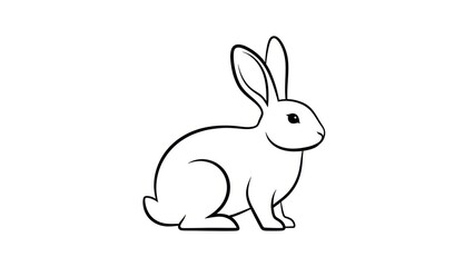 Obraz premium Outlined illustration of a rabbit on white background for various applications