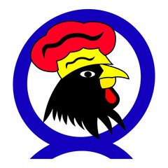 chicken head logo with a chef's hat