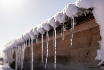 Carrelet enneigé avec glace, Yves, Charente Maritime, France © jujud3100