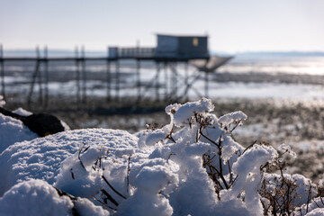 Carrelet enneigé de la Baie de Yves, Charente Maritime, France © jujud3100