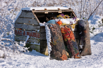 Bac à marrée enneigé, Yves, Charente Maritime, France © jujud3100