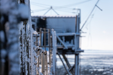 Carrelet enneigé de la Baie de Yves, Charente Maritime, France © jujud3100