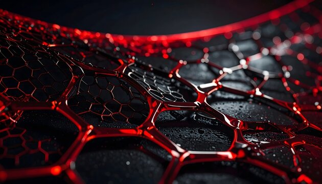 A glowing red orb hovers above an abstract dark background featuring a texture of burning charcoal with fiery orange embers and a heat pattern