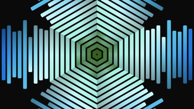 Futuristic Geometric Tunnel Light Pattern with Symmetric Lines &ndash; Abstract futuristic tunnel formed by glowing geometric lines and symmetrical depth, modern digital light pattern ideal for technology v