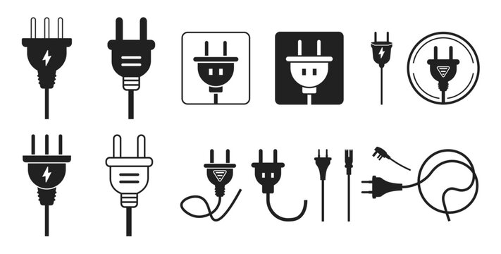 electrical plugs icon set silhouette uk and usa electrical 