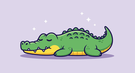 Naklejka premium Cute Sleeping Alligator Cartoon Vector Illustration Animal Icon Concept Isolated Premium Vector.