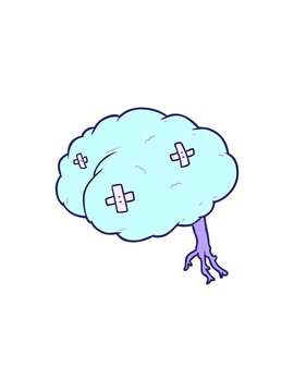 starburst effect animation of cartoon injured brain