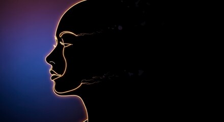 Woman face profile silhouette outline.