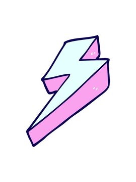 neon light effect animation of cartoon doodle thunder bolts