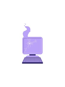 splitting effect animation of broken computer graphic vector illustration