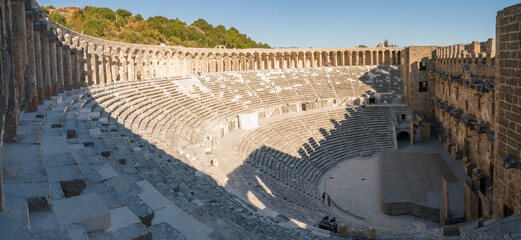 Naklejka premium Interior view of the Roman Theater in the ancient city of Aspendos. Antalya, Türkiye