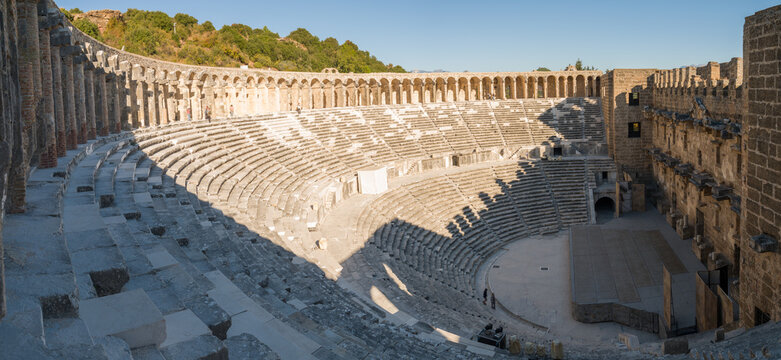 Interior view of the Roman Theater in the ancient city of Aspendos. Antalya, T&uuml;rkiye