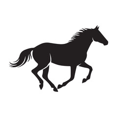 Obraz premium Majestic black horse silhouette running freely in motion icon design graphic drawing isolated a vector black shilhoutte illustration