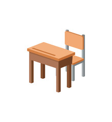 Fototapeta premium Isometric wooden desk and chair illustration