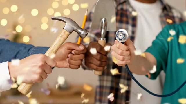 Celebrating labor day with different professions