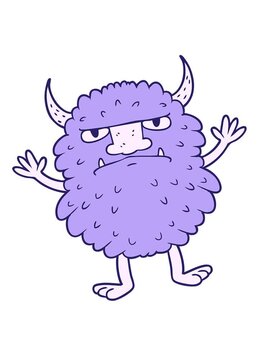 shaking motion animation of cartoon grumpy monster