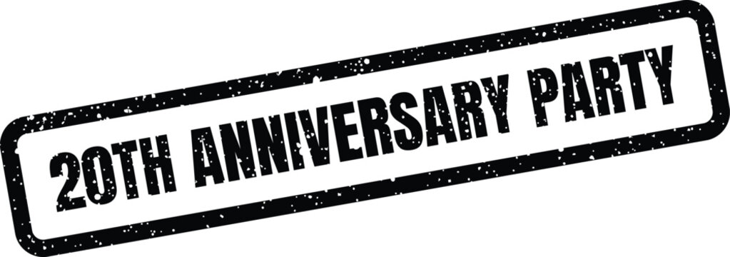 Grungy twenty year anniversary party invitation stamp for celebrating a special two decade corporate or social gathering