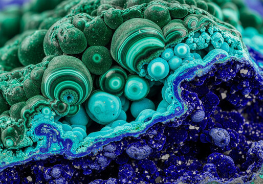 Raw Mineral Texture with Green and Blue Swirls