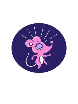jumping motion animation of icon of a tattoo style mouse character