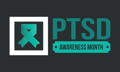 Fototapeta premium PTSD Awareness Month in June. Post Traumatic Stress Disorder. Celebrated annual in United States. Medical health care and awareness design. Poster, card, banner and background. Vector illustration