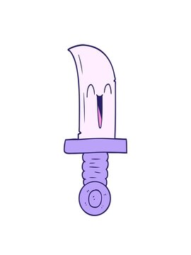 stretching up animation of cartoon knife
