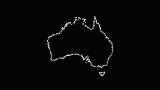 Sketch Australia outline map animation - smooth progressive reveal