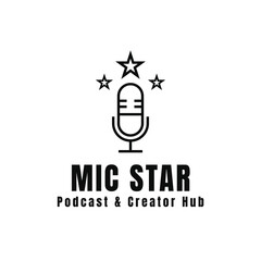 Mic Star Podcast Logo - Modern Microphone and Stars Icon for Creator Hub Branding