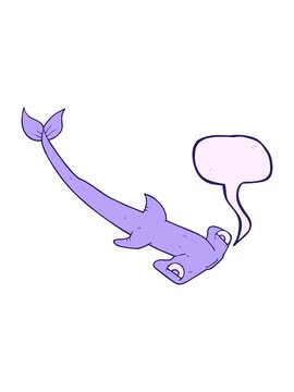 shine light effect animation of freehand drawn speech bubble cartoon hammerhead shark