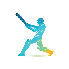 Obraz premium Cricket Batsman In Action Unique Colors