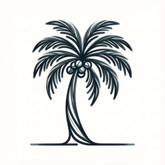Stylish palm tree with coconuts in elegant line art illustration, perfect for tropical designs