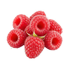 Fresh raspberries isolated on white background for food and dessert design