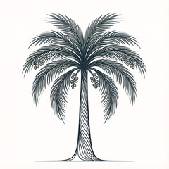 A serene and elegant palm tree illustration with lush green leaves and coconuts, perfect for designs needing a touch of tropical paradise and natural beauty.