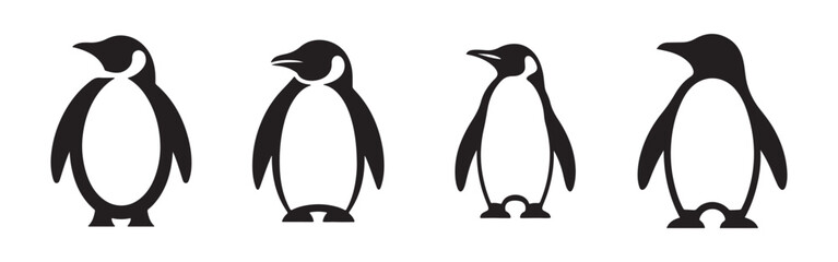  Minimal Penguin Silhouette Vector Icons Set © HENA