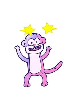 spinning stars animation of vector gradient illustration cartoon monkey