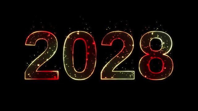 2028 new year colorful animated background on black	