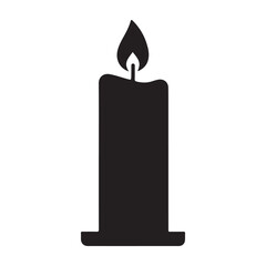 Fototapeta premium Simple black candle icon with flame on white background icon design graphic drawing isolated a vector black shilhoutte illustration