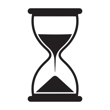 Black hourglass icon, sand timer symbol, vector illustration for website, presentation or infographic, Isolated on transparent background, png