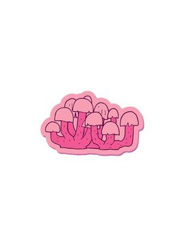pressure popping animation of cartoon mushroom sticker
