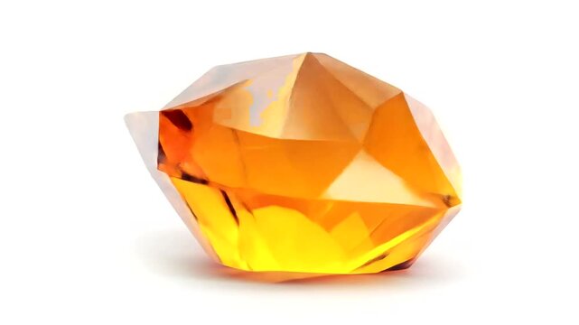 Citrine Gemstone Rotation on White Background.