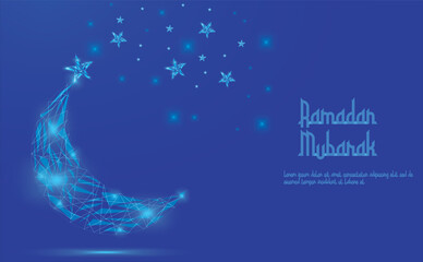 Minimal Ramadan Mubarak Background with Crescent and Night Sky