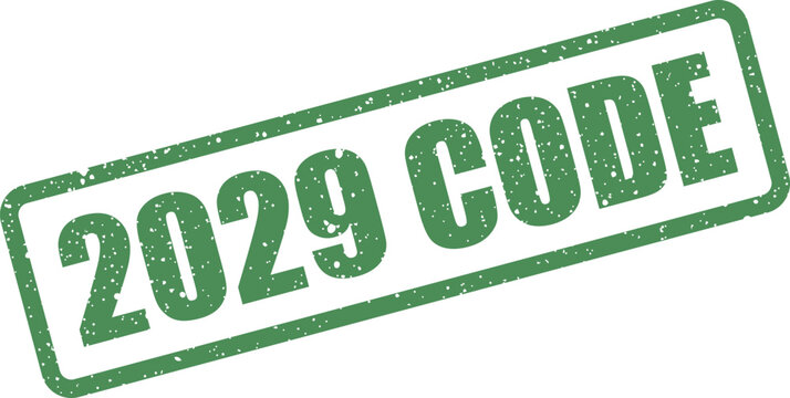 Rectangular grunge effect stamp presenting the identifier 2029 CODE, suitable for secret codes or system labeling