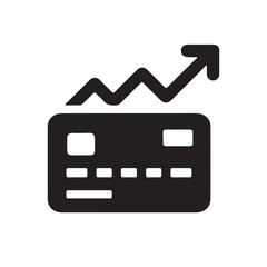 Credit card growth analytics silhouette icon for finance
