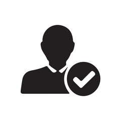 Verified user account approval silhouette icon
