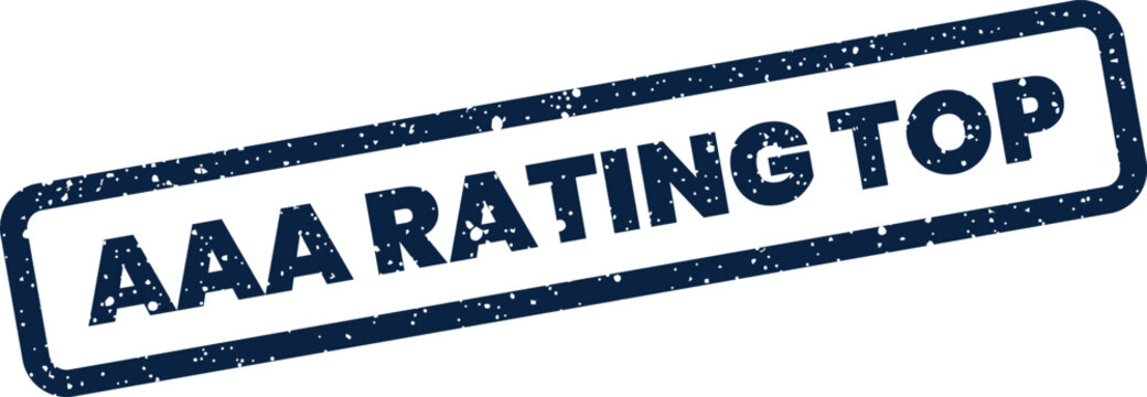 Rectangular stamp with a distressed grunge texture displaying AAA RATING TOP text diagonally positioned for business evaluation