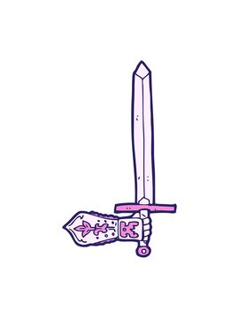 bobbing motion animation of sword and hand cartoon