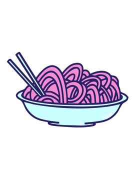 jiggle motion animation of udon noodles served in bowl design