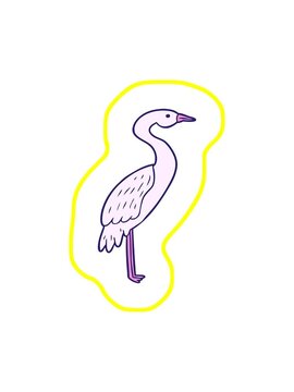 radioactive glowing animation of cartoon stork