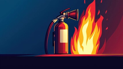 Fire Extinguisher and Flames