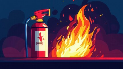Fire extinguisher next to a fire