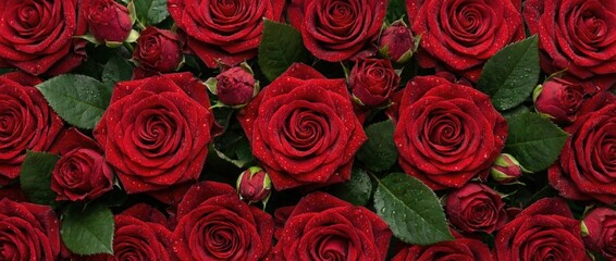 Obraz premium Vibrant celebration of nature red roses flower arrangement floral art installation outdoor garden aesthetic viewpoint romantic concept for events and decor